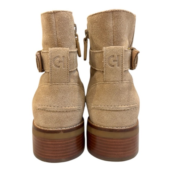 Cole Haan Size 8.5 B Tan Sand Suede Leather Hampshire Buckle Bootie New - Picture 5 of 9